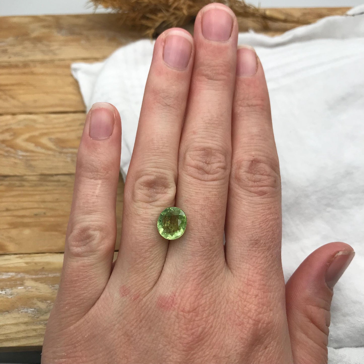 3.57 Carat Natural Green Tourmaline 10x9mm Oval Cut, Faceted Loose Gemstone