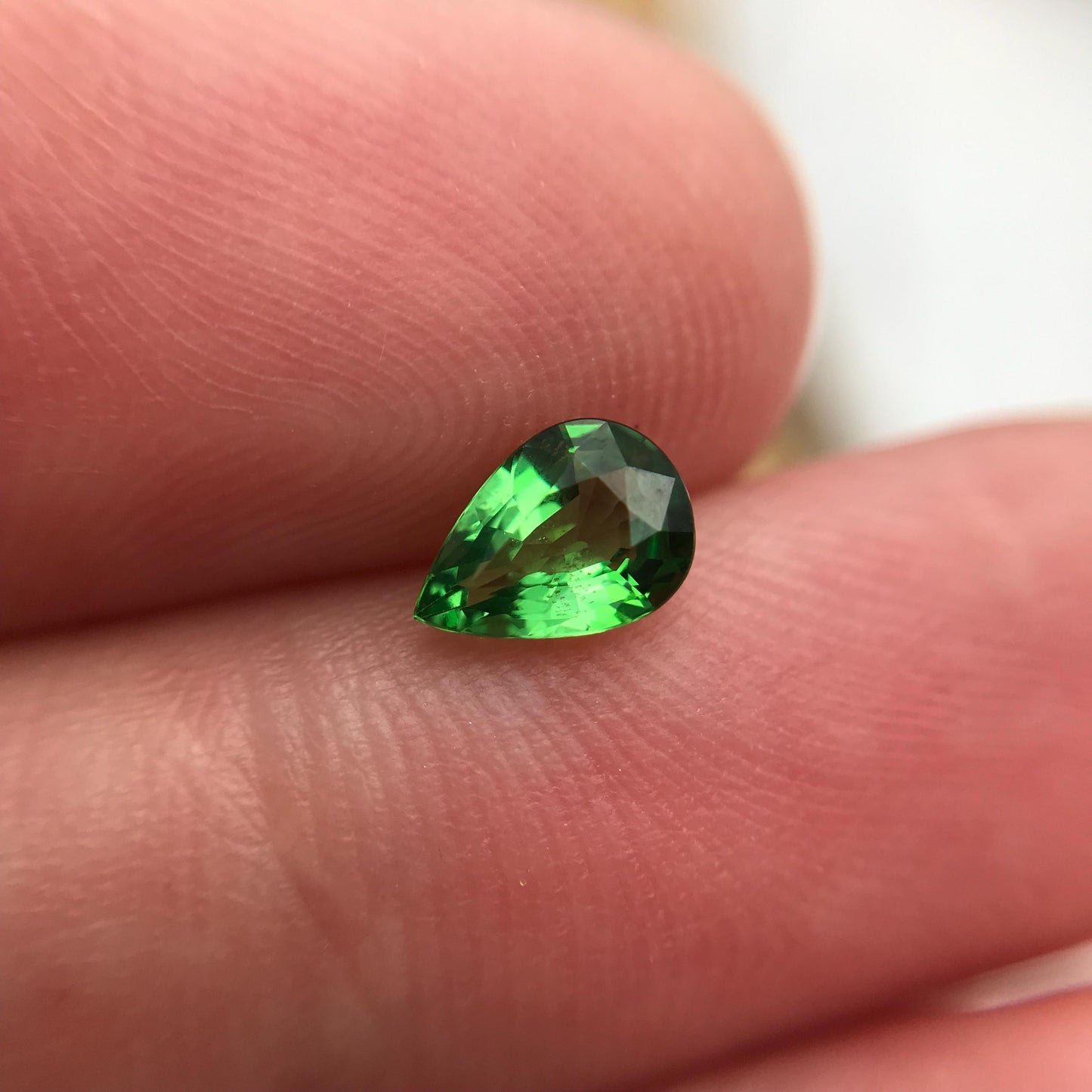0.56 ct Natural Green Tsavorite Garnet 6.5x4.6mm Faceted Pear cut Gemstone, Green Garnet