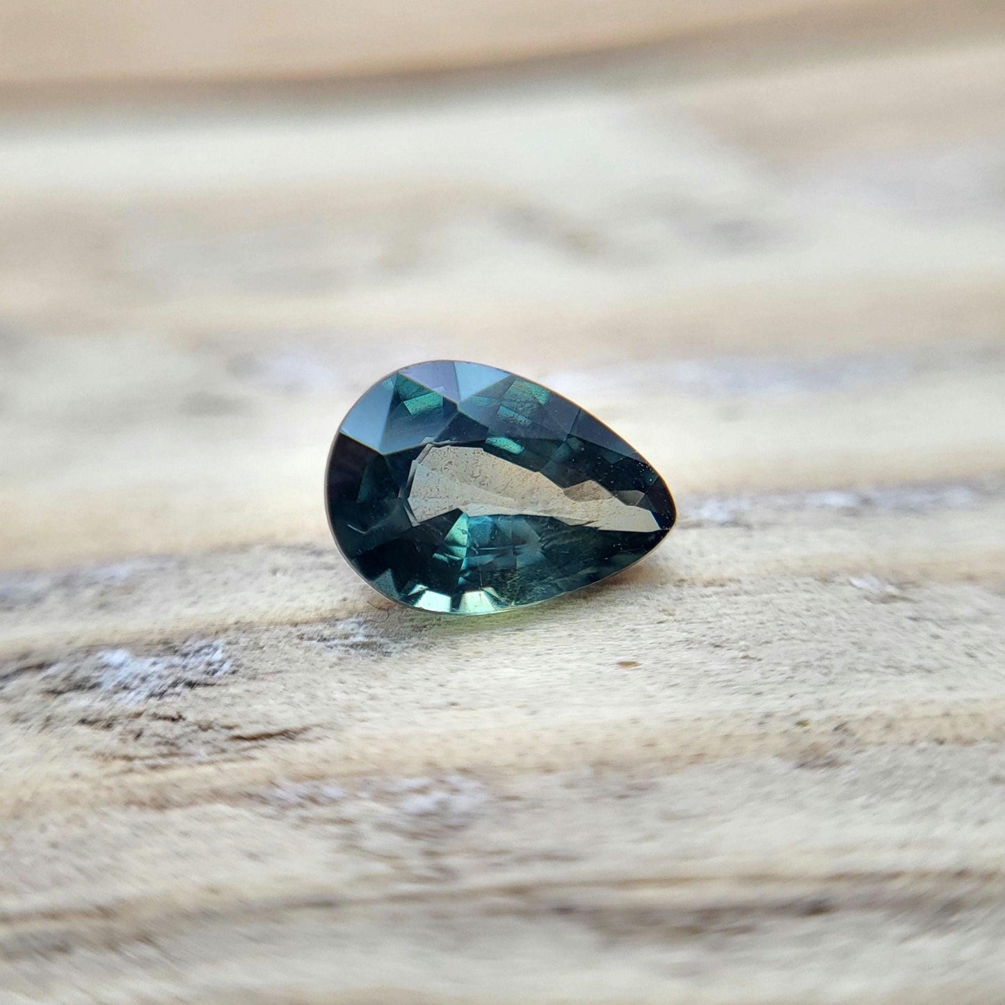 7.5x5.3mm Pear Cut, 0.97 carat Natural Heated Greenish Blue Sapphire, Corundum, Faceted Loose Unmounted Gemstone
