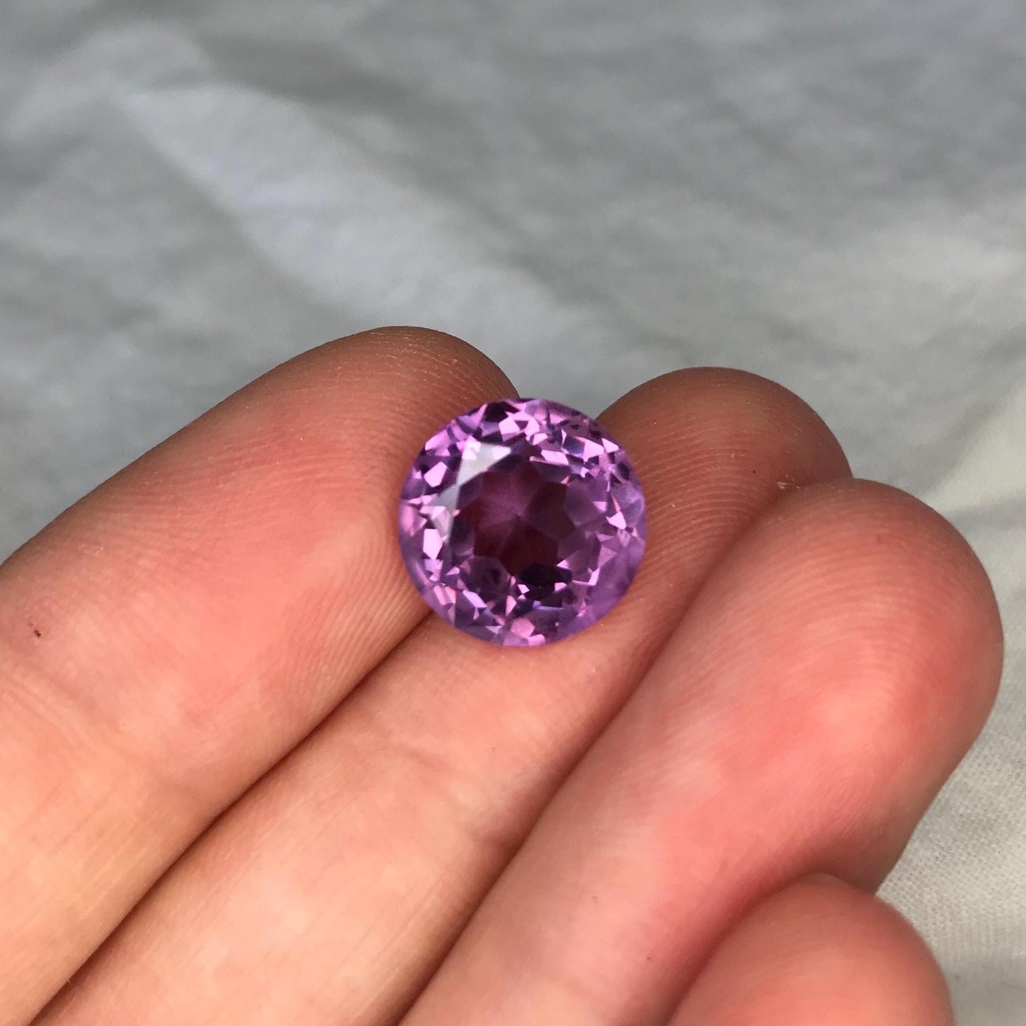 11mm Purple Color Change Lab Sapphire Round Cut 5.88 Carats, Faceted Loose Gem