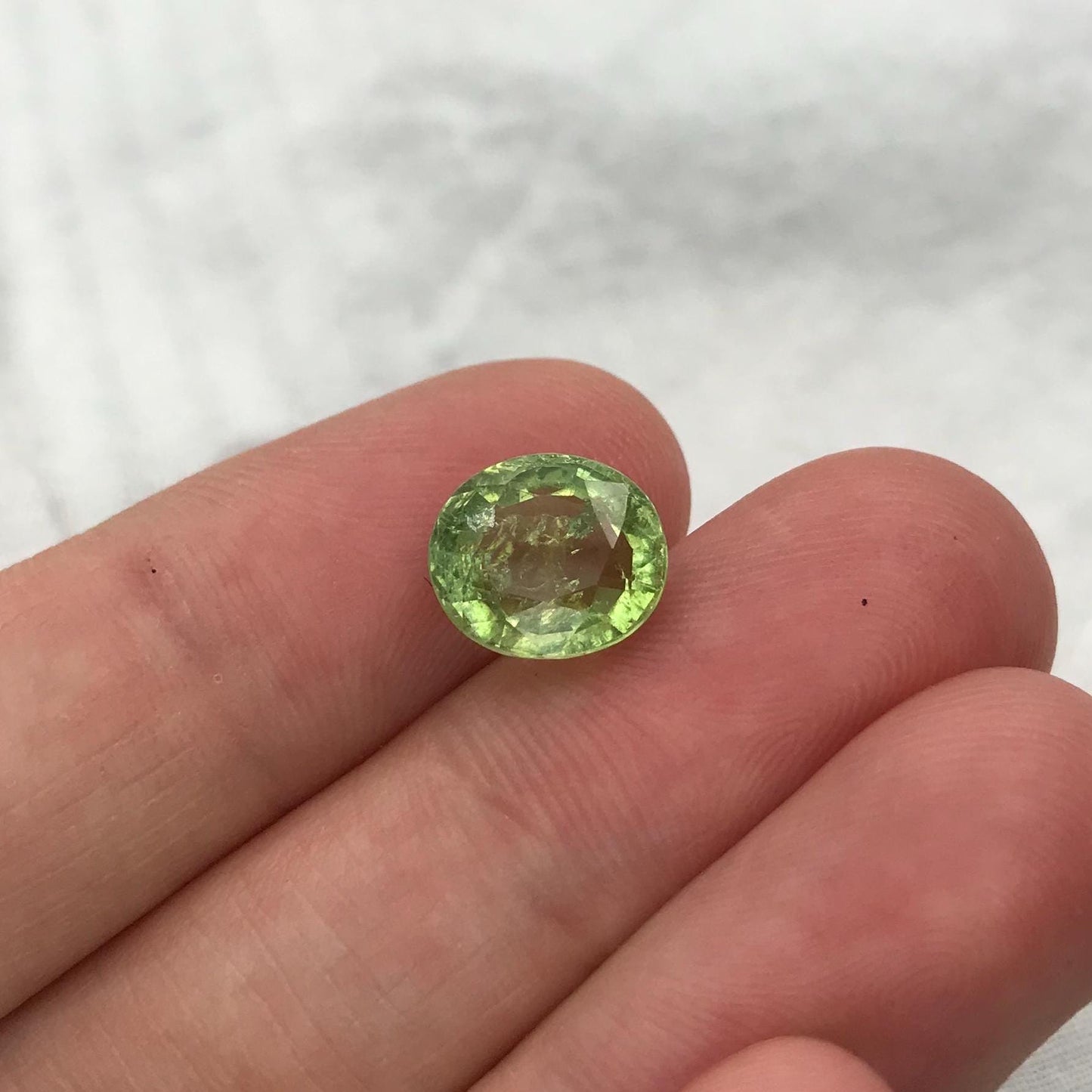 3.57 Carat Natural Green Tourmaline 10x9mm Oval Cut, Faceted Loose Gemstone