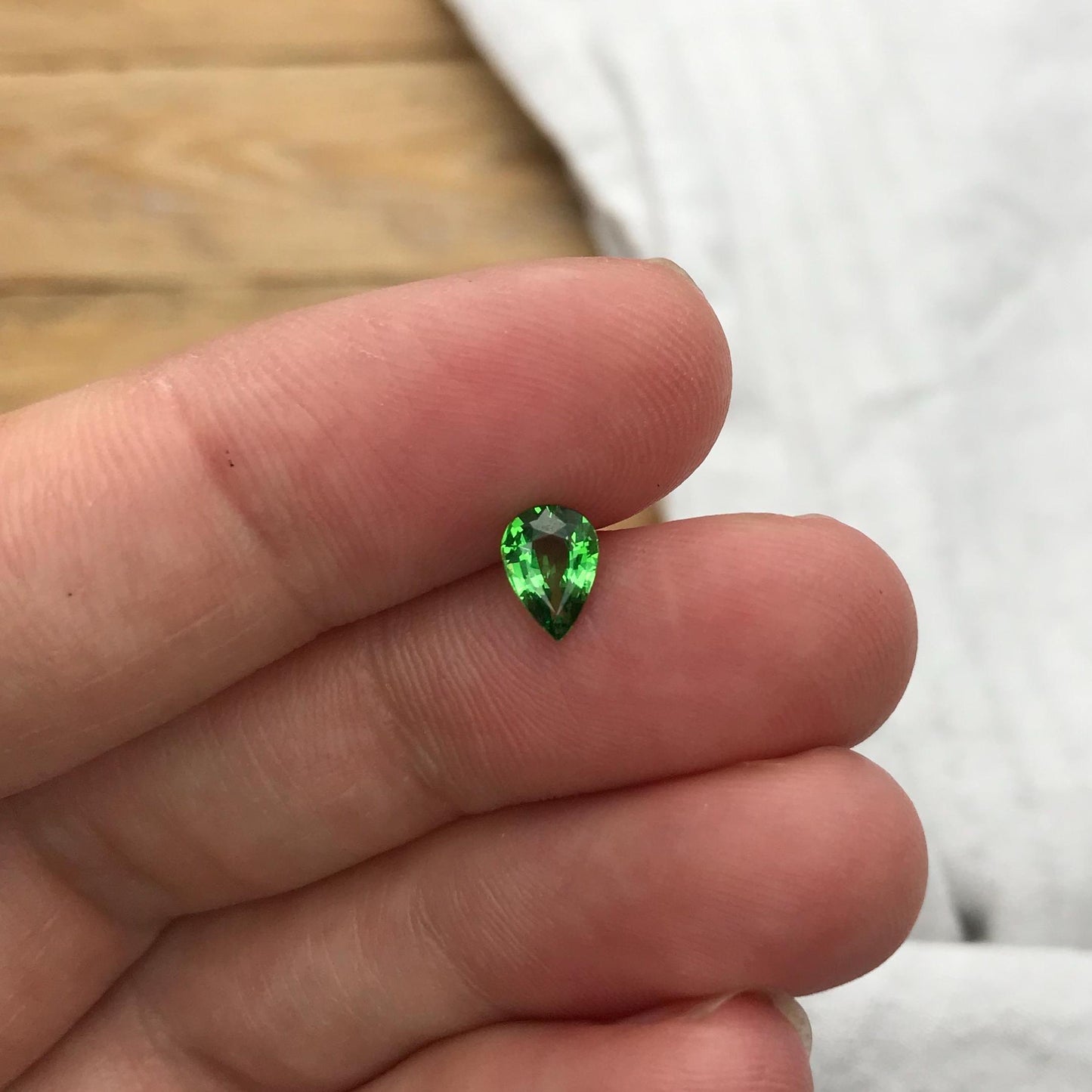 0.56 ct Natural Green Tsavorite Garnet 6.5x4.6mm Faceted Pear cut Gemstone, Green Garnet