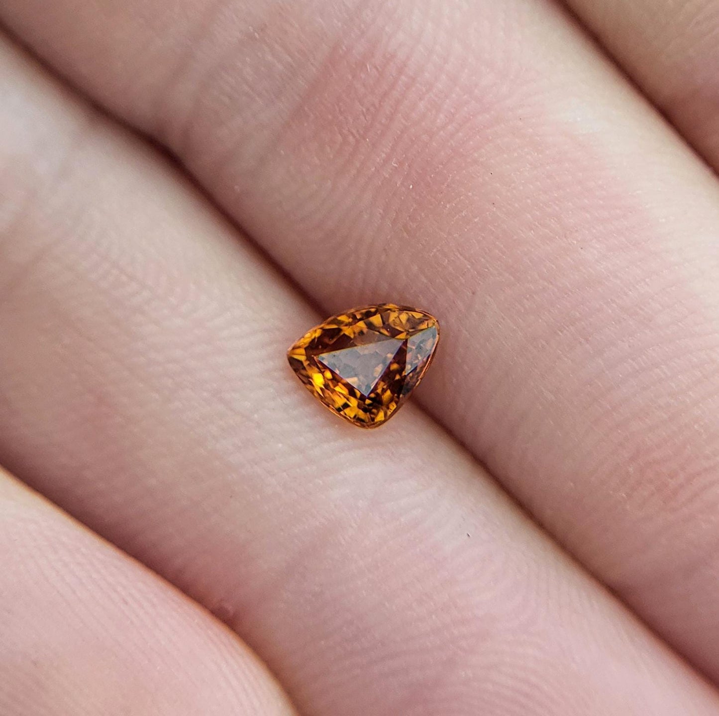 0.82 ct Natural Orange Spessartite Garnet 6.2x4.7mm Squashed Trillion Faceted Gemstone Loose Gem Bright Orange Garnet