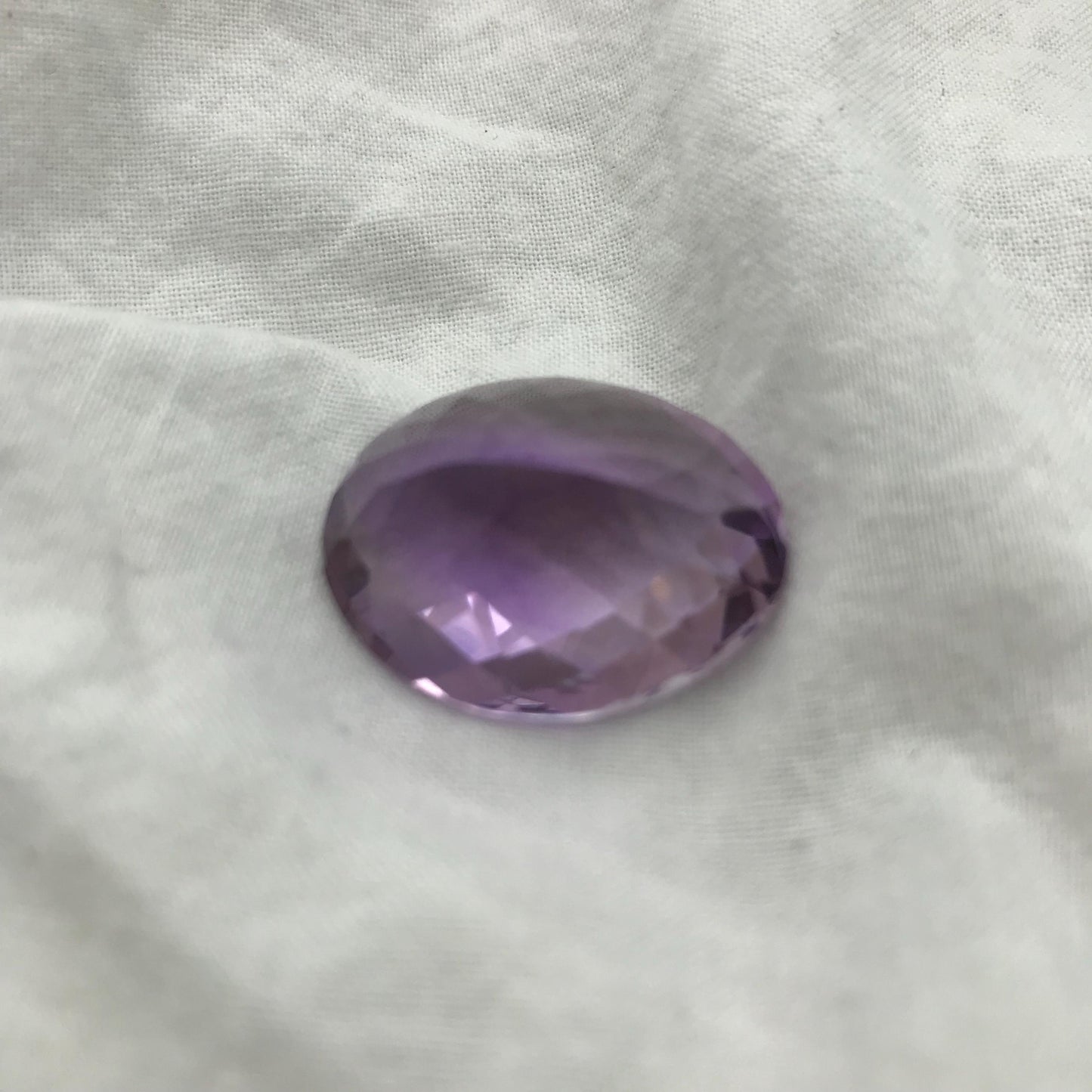 25x20mm Light Purple Amethyst, Checker Oval, 34 carat Loose Faceted Gemstone, February Birthstone