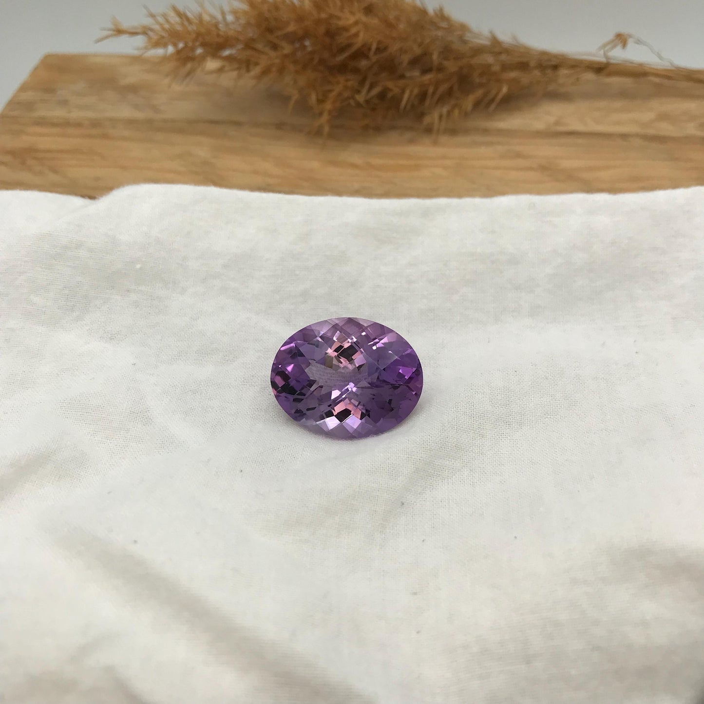 25x20mm Light Purple Amethyst, Checker Oval, 34 carat Loose Faceted Gemstone, February Birthstone