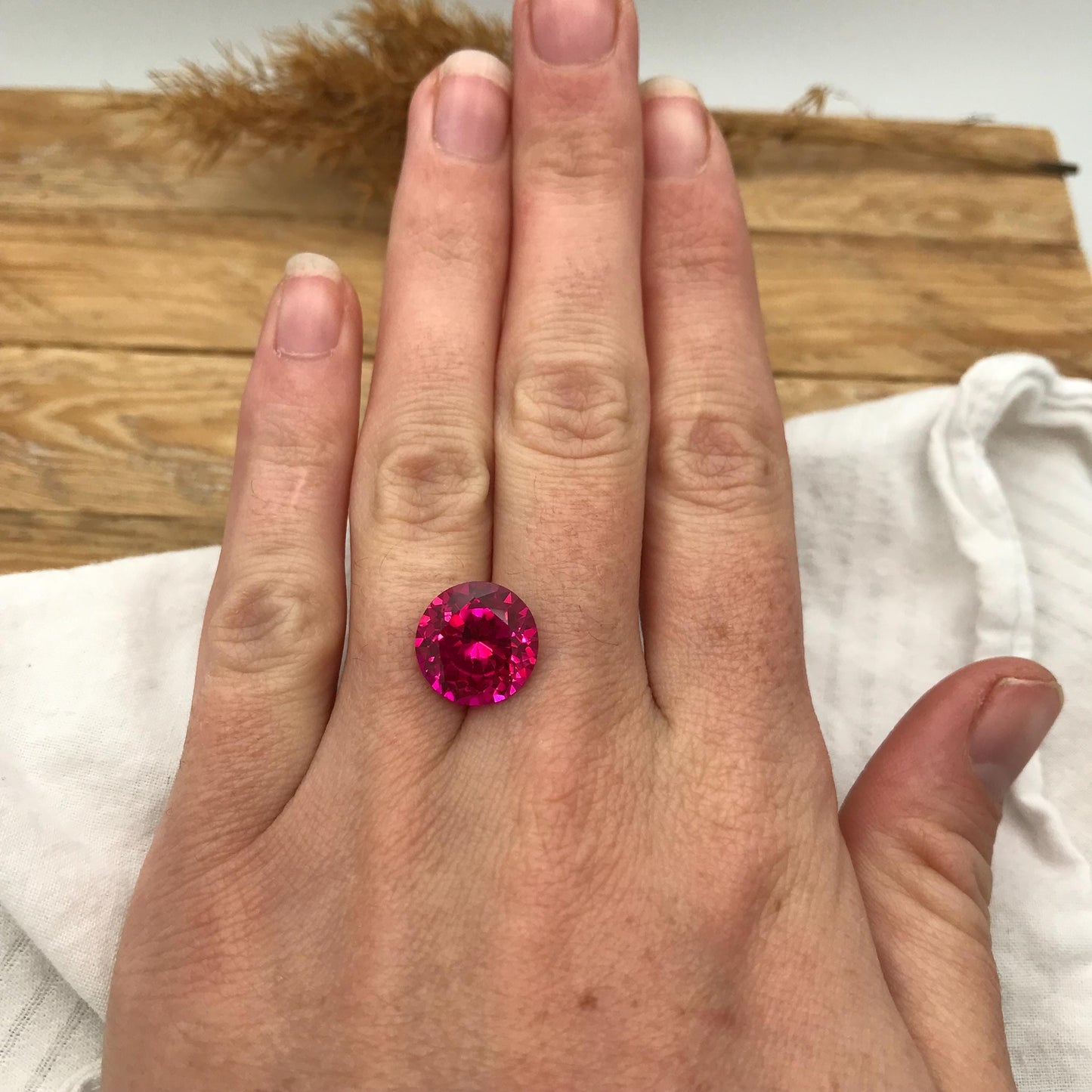 12.5mm Hot Pink Lab Sapphire 8.54 Carat, Round Cut, Loose Faceted Lab Created Gemstone