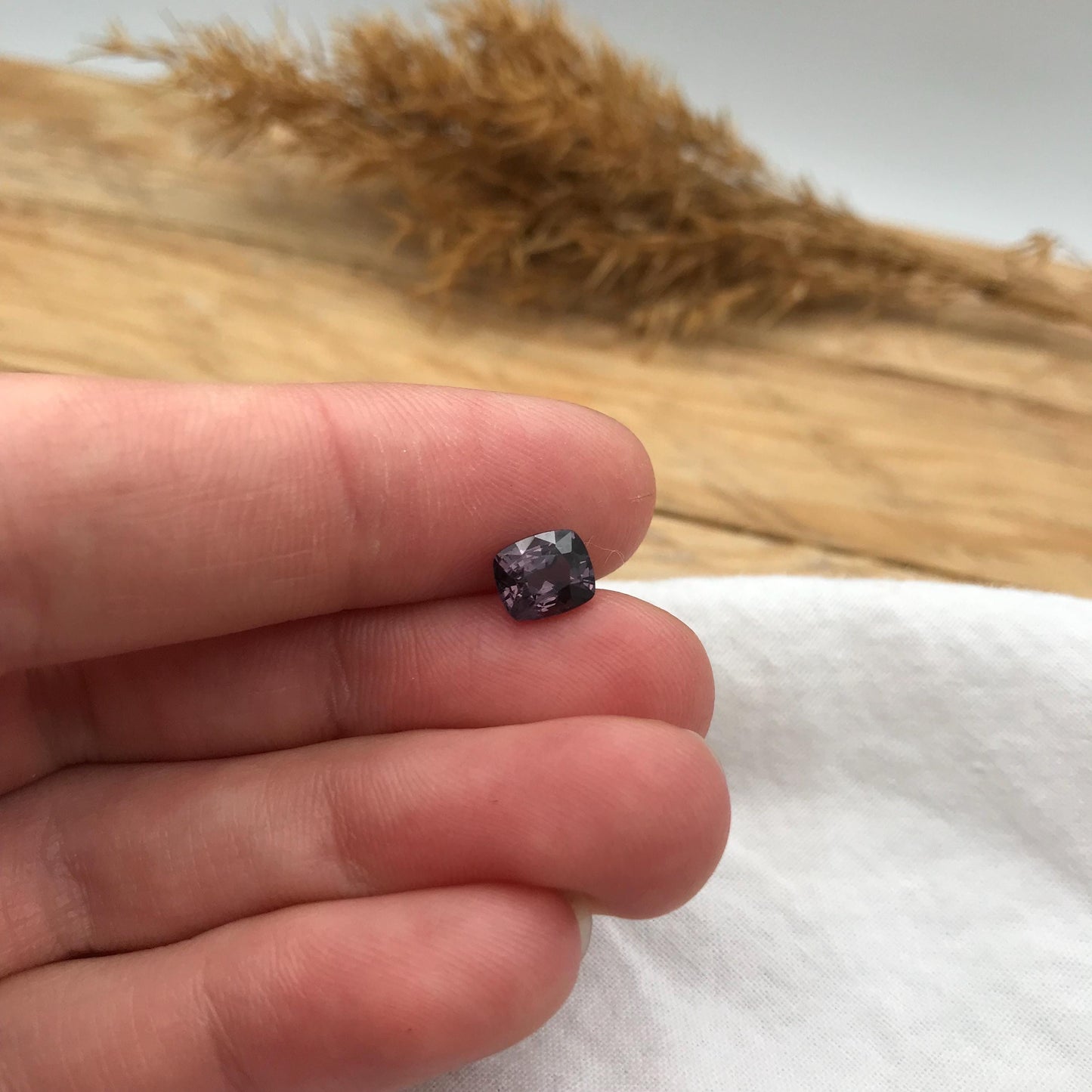 1.15 Ct Natural Purple Spinel 6.6x5.6mm Cushion Cut, Faceted Loose Gemstone, Chipped Stone