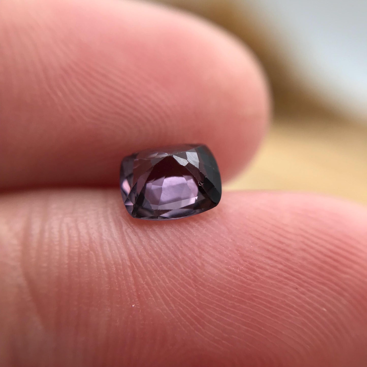 1.15 Ct Natural Purple Spinel 6.6x5.6mm Cushion Cut, Faceted Loose Gemstone, Chipped Stone