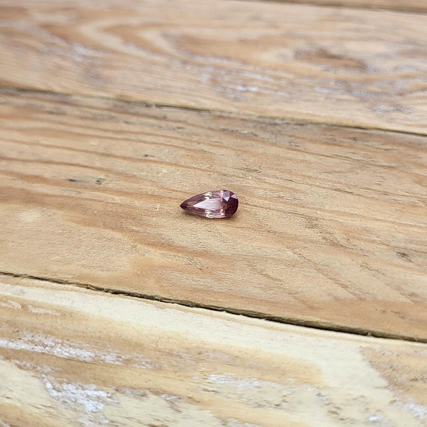 0.57 carat Natural Orangey Pink Sapphire 7.5x3.4mm, Pear Cut, Heated With Residues, Faceted Loose Gemstone, Earth Mined