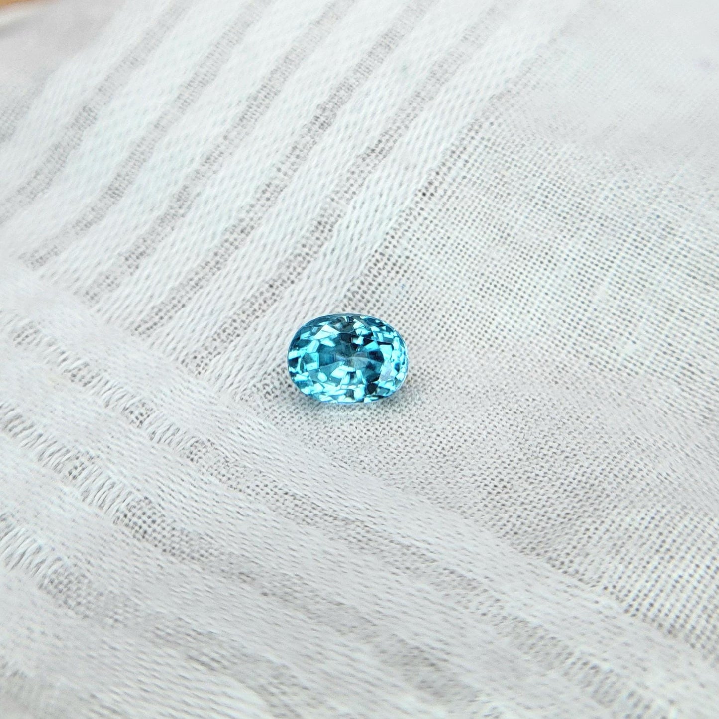 1.96 Carat Blue Zircon 7x5.2mm Oval Cut, Faceted Loose Gemstone