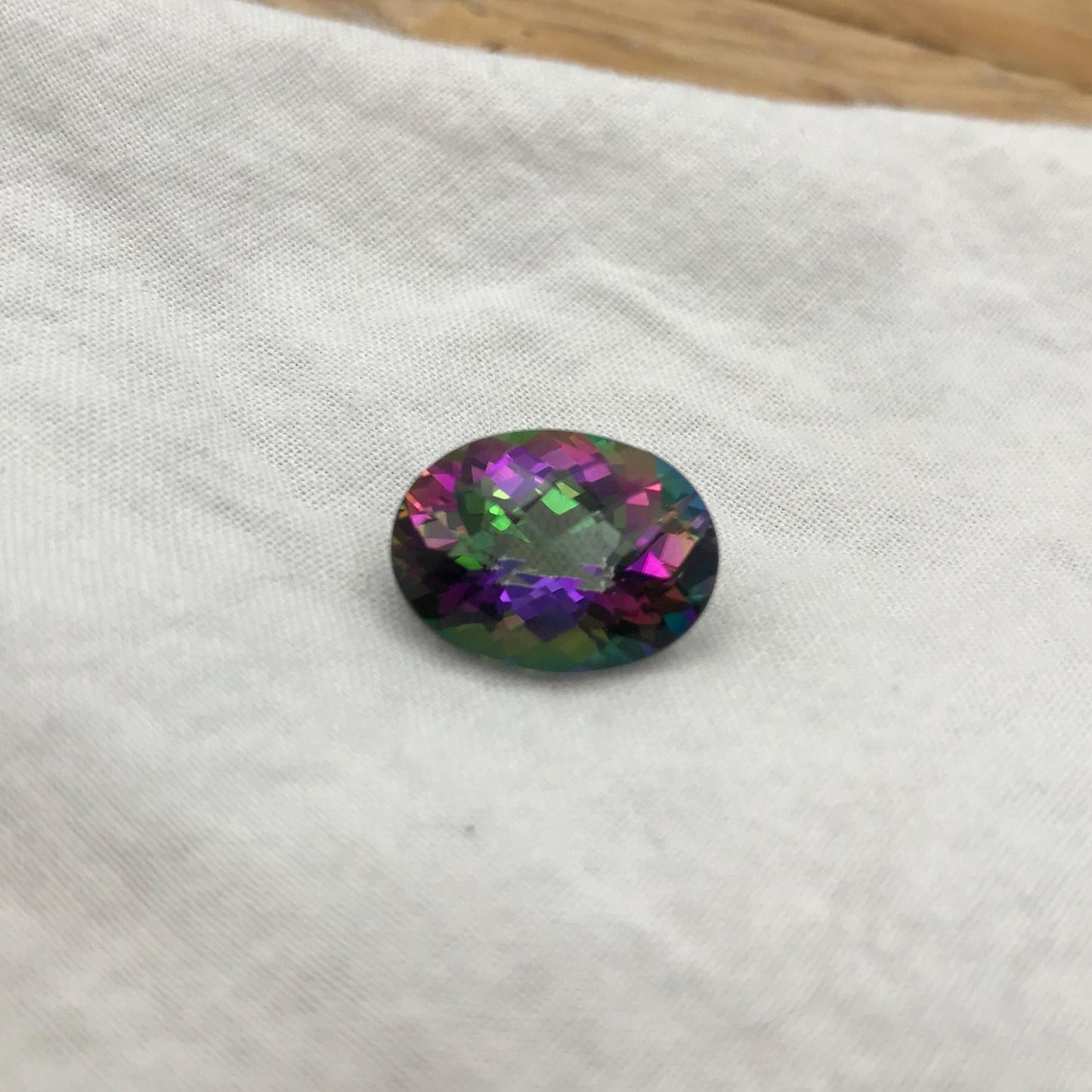 16x12mm Mystic Topaz, Loose Gems Unmounted Faceted Oval  12.59 carat Natural Coated Topaz, Recycled Gem,