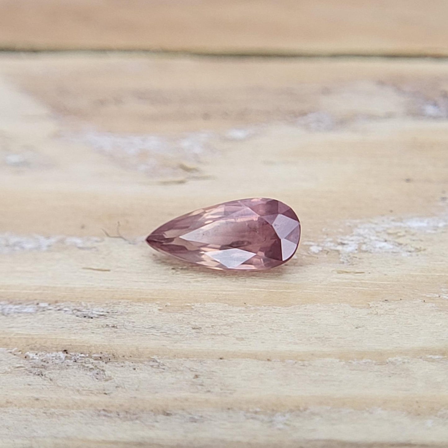 0.57 carat Natural Orangey Pink Sapphire 7.5x3.4mm, Pear Cut, Heated With Residues, Faceted Loose Gemstone, Earth Mined