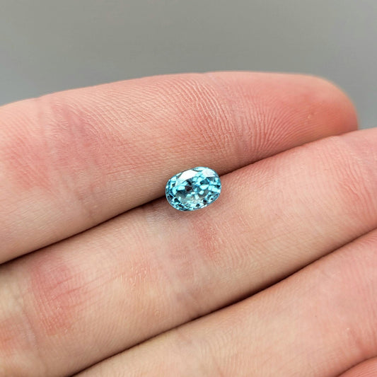 1.96 Carat Blue Zircon 7x5.2mm Oval Cut, Faceted Loose Gemstone