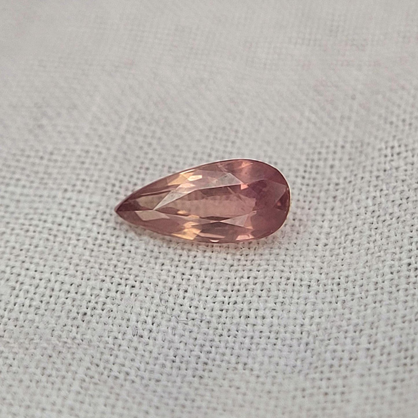 0.57 carat Natural Orangey Pink Sapphire 7.5x3.4mm, Pear Cut, Heated With Residues, Faceted Loose Gemstone, Earth Mined