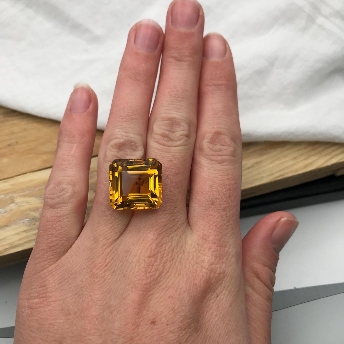 16x17mm Golden Citrine 22.80 carat Emerald cut, Faceted Loose Step cut Gemstone