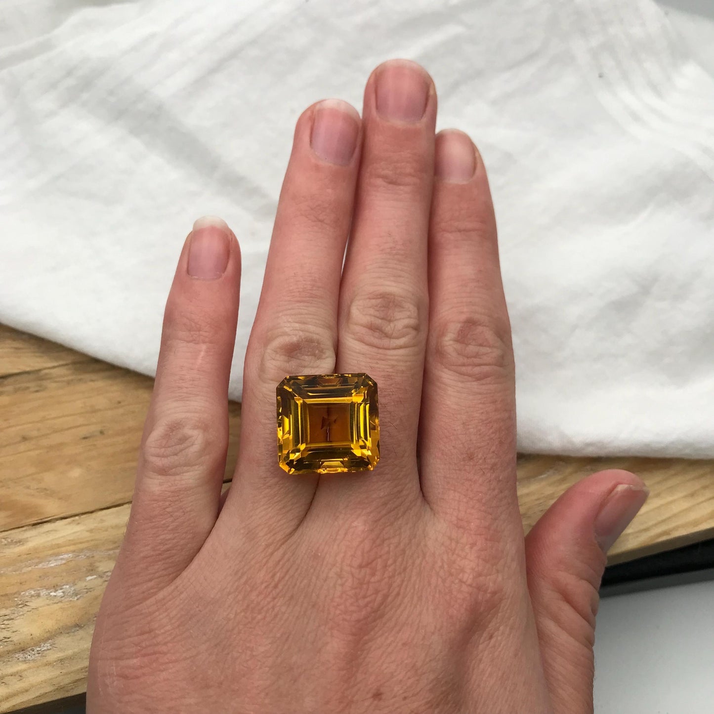 16x17mm Golden Citrine 22.80 carat Emerald cut, Faceted Loose Step cut Gemstone