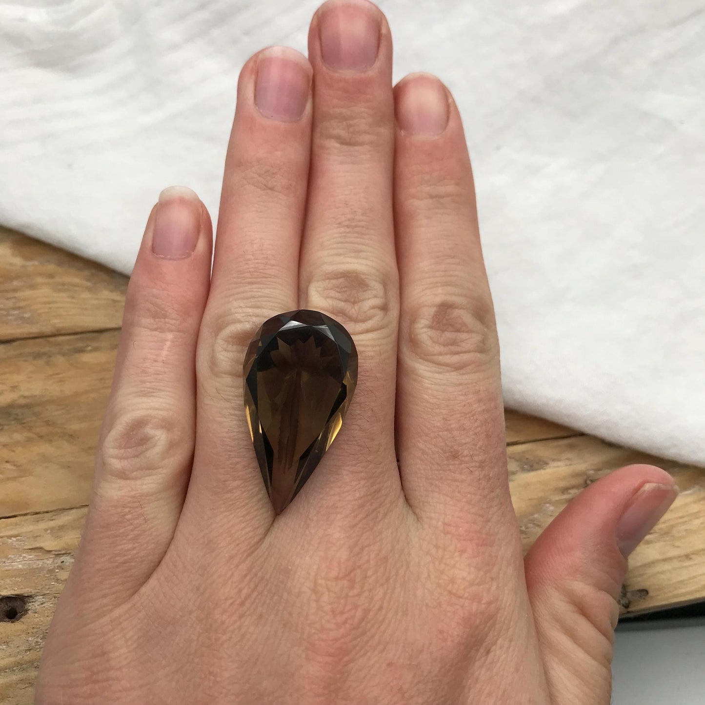 30 Ct Smoky Quartz 31x17.5 Pear cut Loose Brown Quartz with a Chip