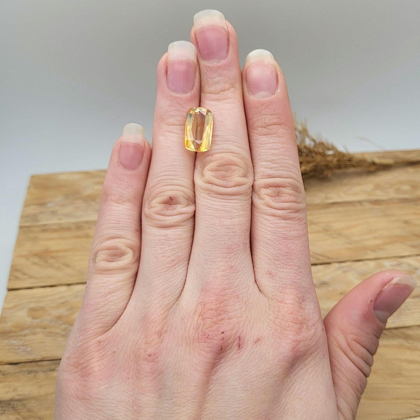 5.52 Carat Yellow-Orange Citrine 14.3x8.3mm long Cushion Cut, November Birthstone