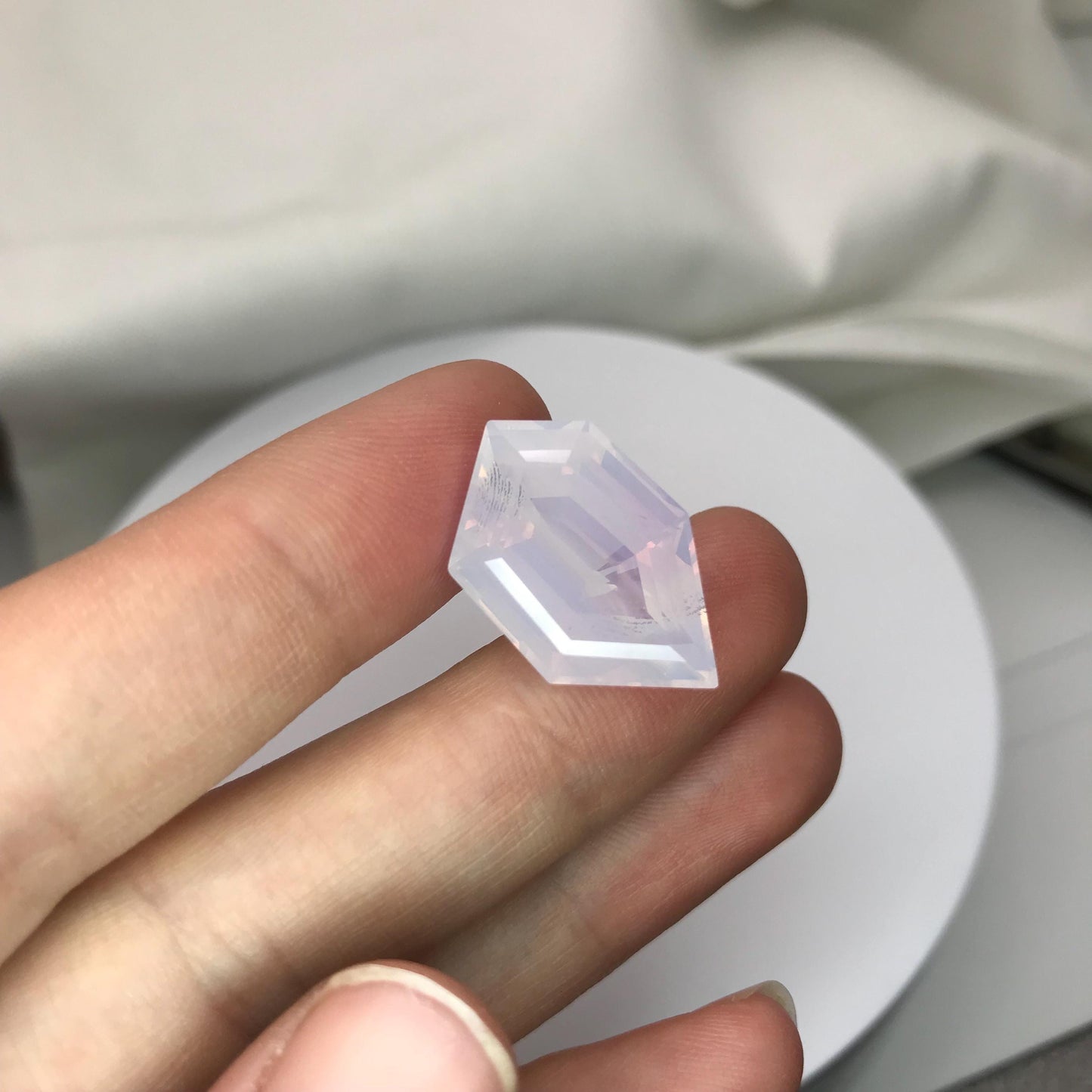 Fancy Cut Lavender Quartz 16 Carat Fancy Cut, 22.5x13.8mm Loose Faceted Gem,