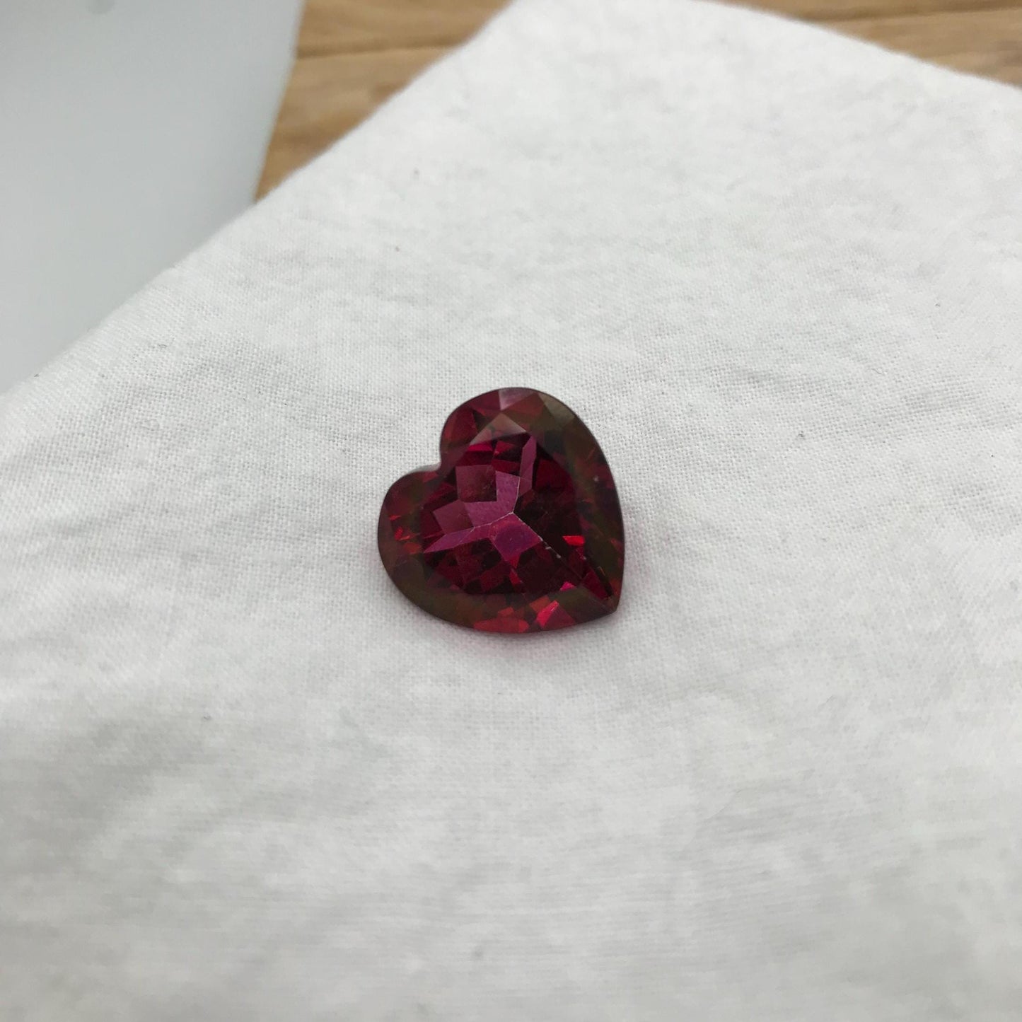17mm Coated Topaz 18.61 carat, Heart Cut, Faceted Loose Pink-Red Color Stone, Recycled Gem