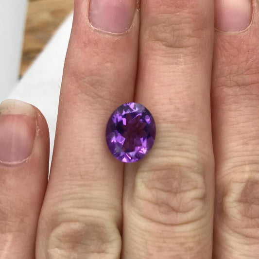 3.34 Carat 11x9mm Oval Purple Amethyst, Loose Gem