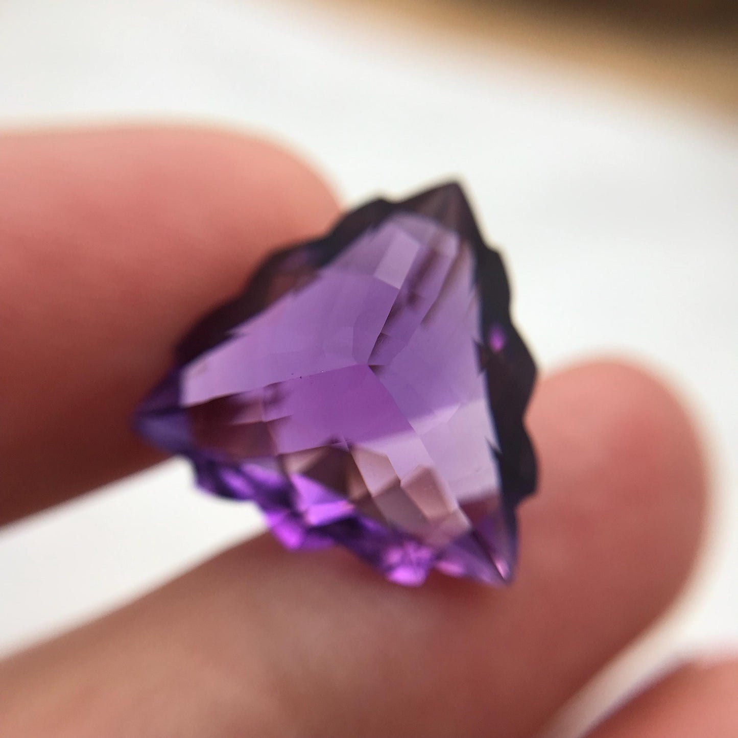 16.4mm Purple Amethyst, Fancy Trillion Cut 12 carat Loose Gemstone Faceted  February Birthstone, USA Seller