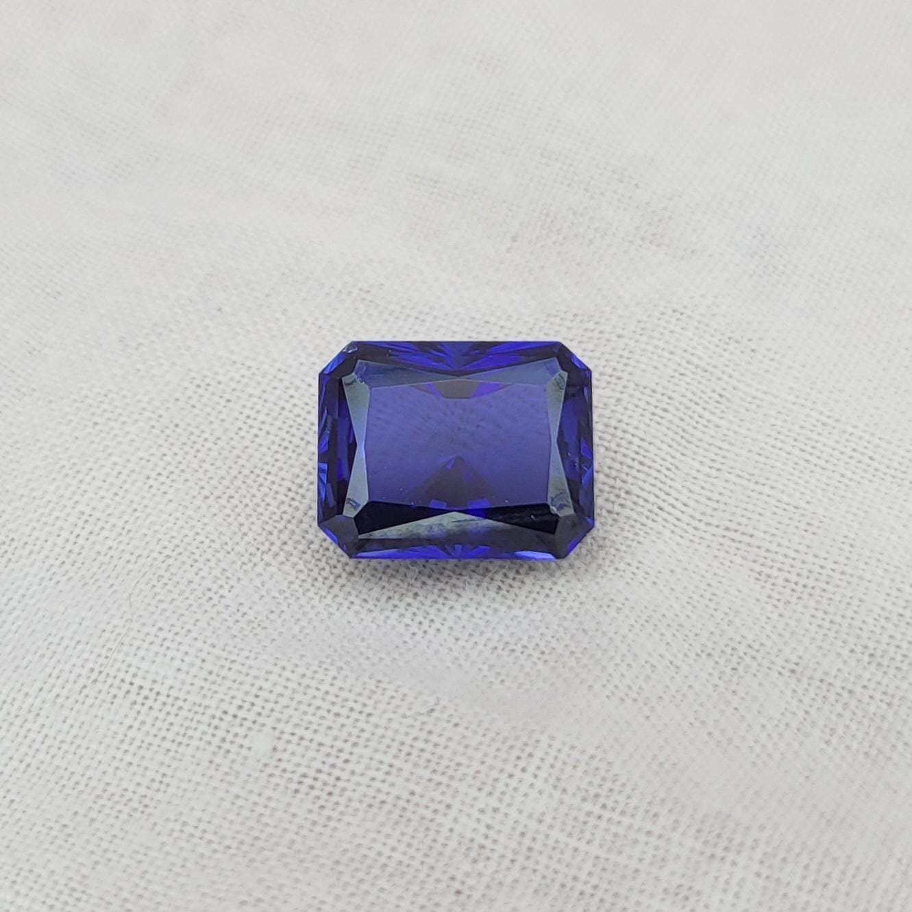 10x8mm Blue Lab Sapphire, 4.42 ct Brilliant Emerald Cut Rectangle Corundum, Faceted