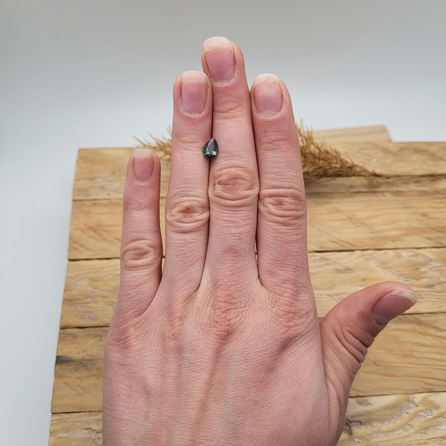 7.5x5.3mm Pear Cut, 0.97 carat Natural Heated Greenish Blue Sapphire, Corundum, Faceted Loose Unmounted Gemstone