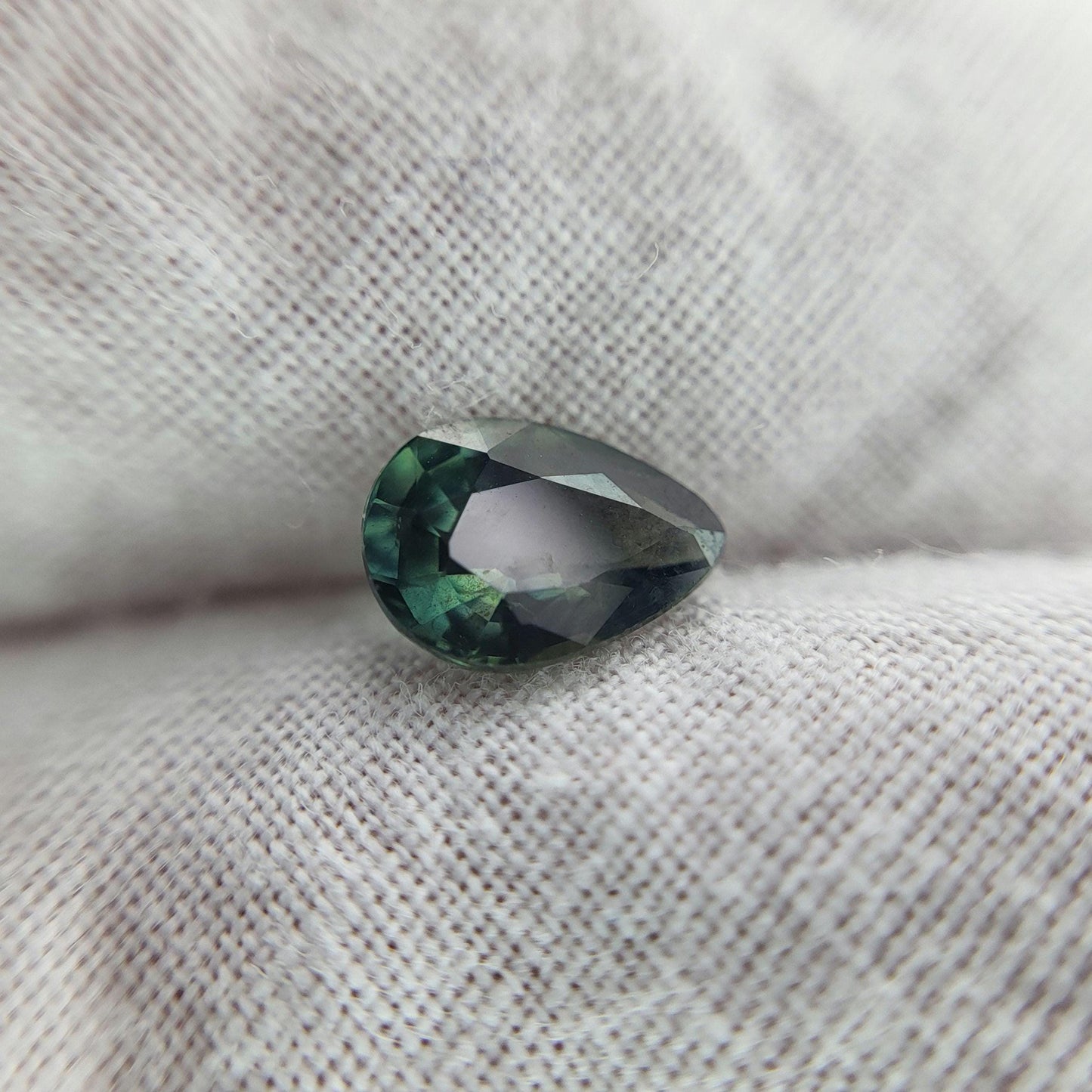 7.5x5.3mm Pear Cut, 0.97 carat Natural Heated Greenish Blue Sapphire, Corundum, Faceted Loose Unmounted Gemstone