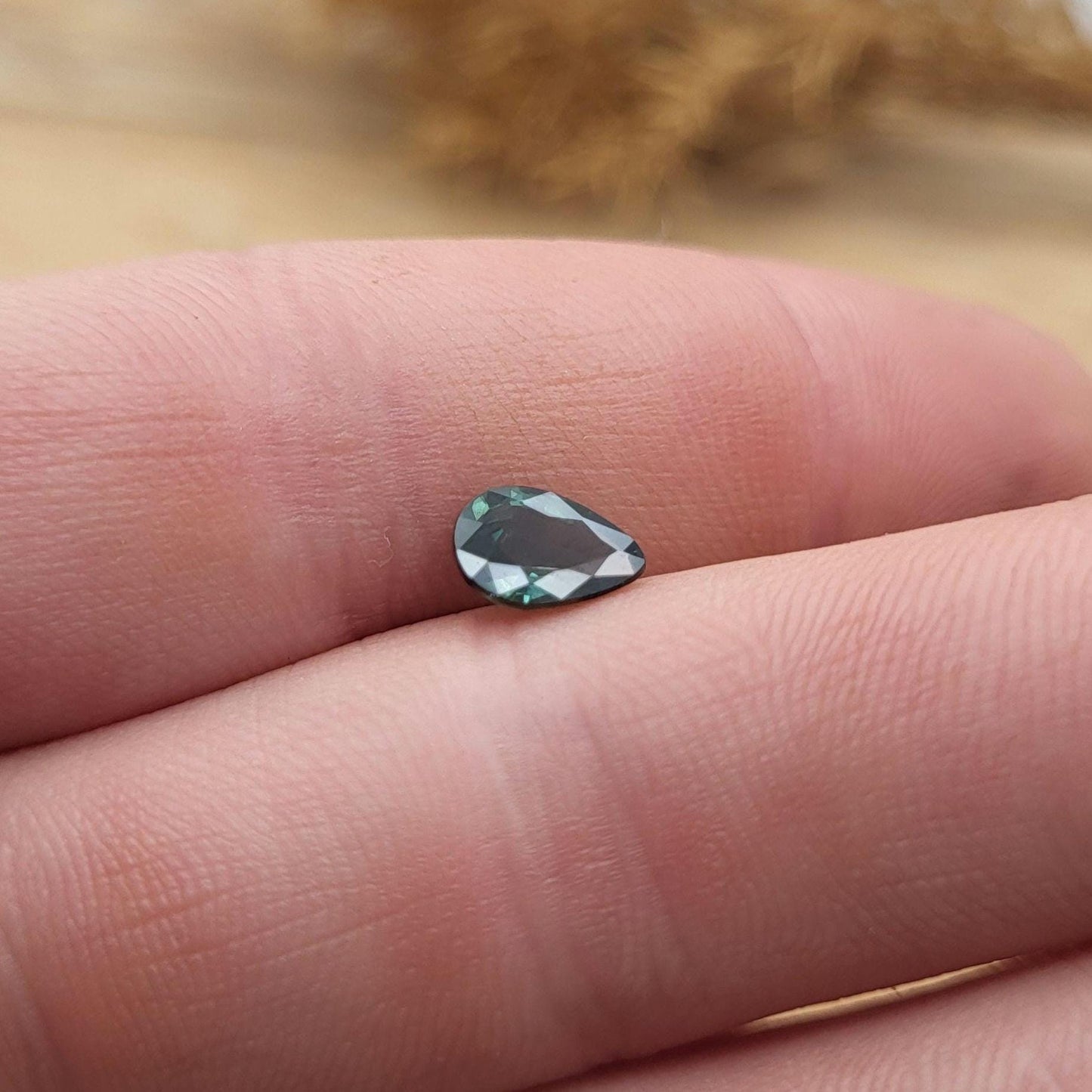 7.5x5.3mm Pear Cut, 0.97 carat Natural Heated Greenish Blue Sapphire, Corundum, Faceted Loose Unmounted Gemstone