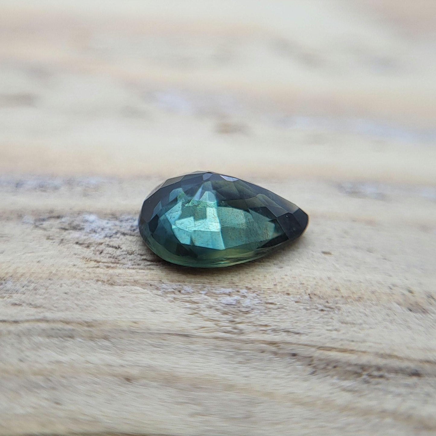 7.5x5.3mm Pear Cut, 0.97 carat Natural Heated Greenish Blue Sapphire, Corundum, Faceted Loose Unmounted Gemstone
