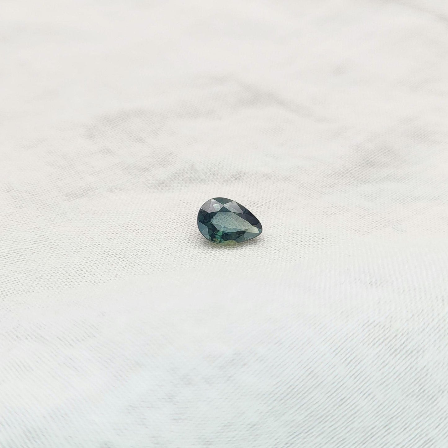 7.5x5.3mm Pear Cut, 0.97 carat Natural Heated Greenish Blue Sapphire, Corundum, Faceted Loose Unmounted Gemstone