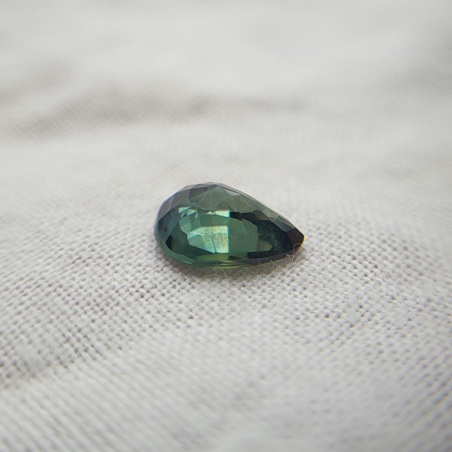 7.5x5.3mm Pear Cut, 0.97 carat Natural Heated Greenish Blue Sapphire, Corundum, Faceted Loose Unmounted Gemstone