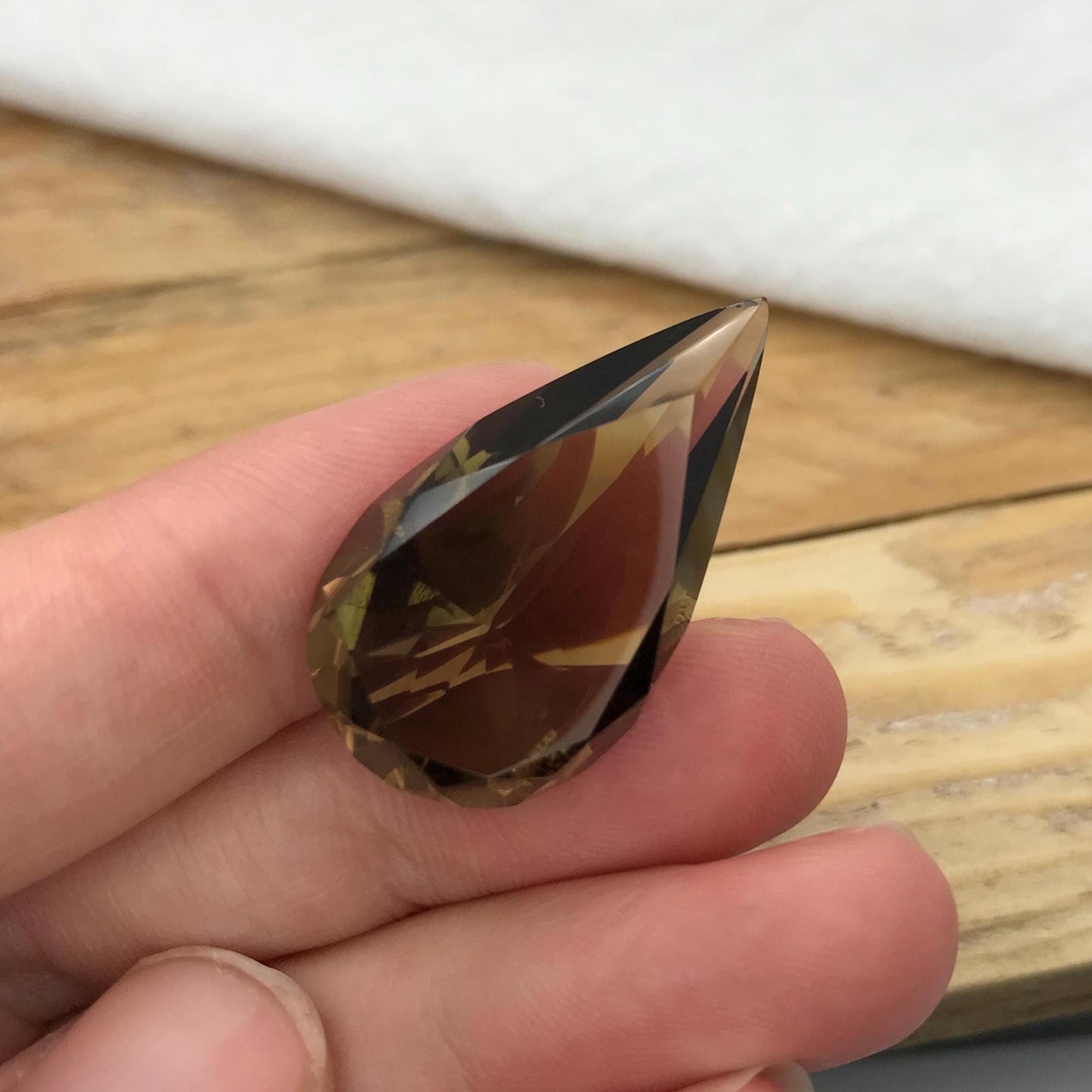 30 Ct Smoky Quartz 31x17.5 Pear cut Loose Brown Quartz with a Chip