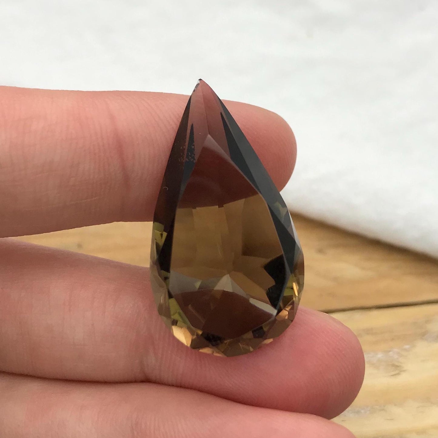 30 Ct Smoky Quartz 31x17.5 Pear cut Loose Brown Quartz with a Chip
