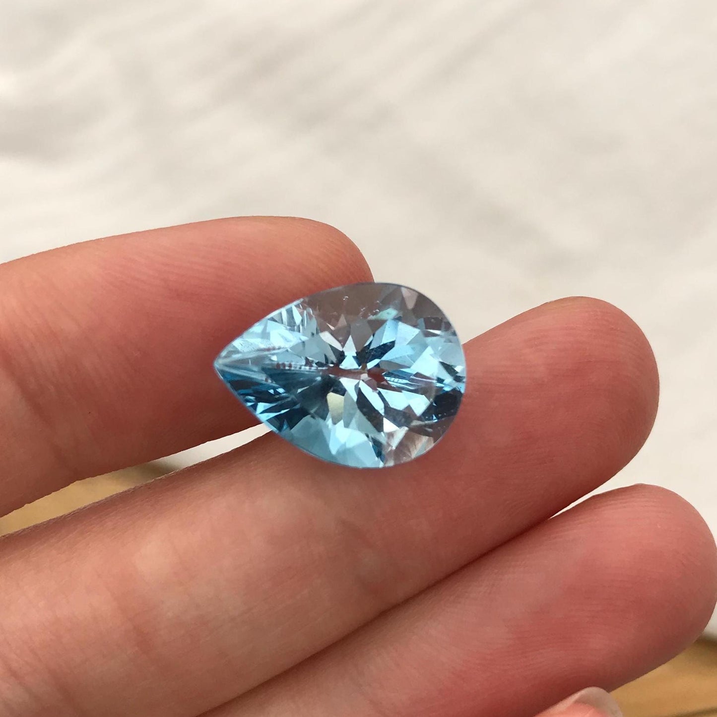 16x12mm Light Blue Topaz Pear Cut, 10 carat