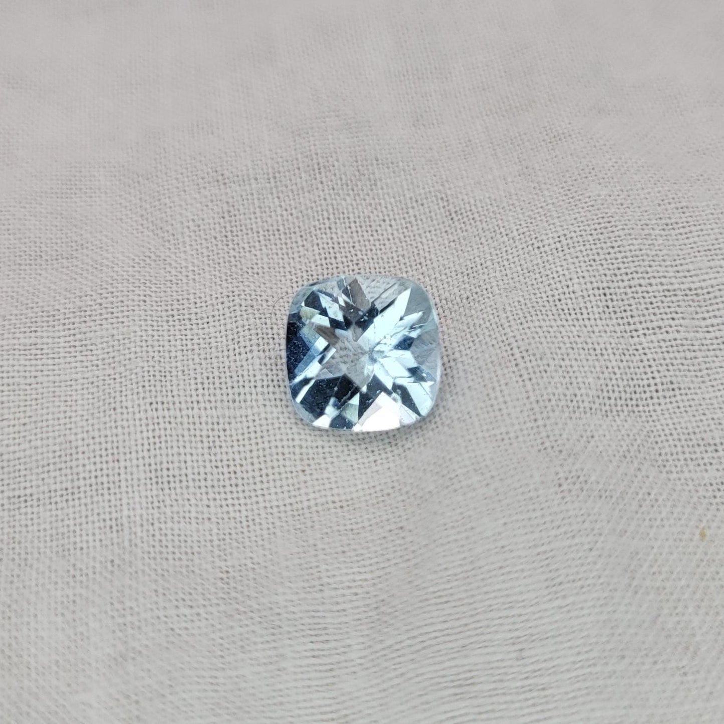 8mm Light Blue Aquamarine 2.05 carat Square Cushion Cut, Unmounted Faceted Loose Gemstone