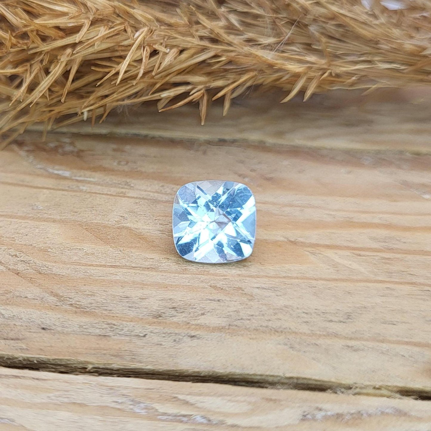 8mm Light Blue Aquamarine 2.05 carat Square Cushion Cut, Unmounted Faceted Loose Gemstone