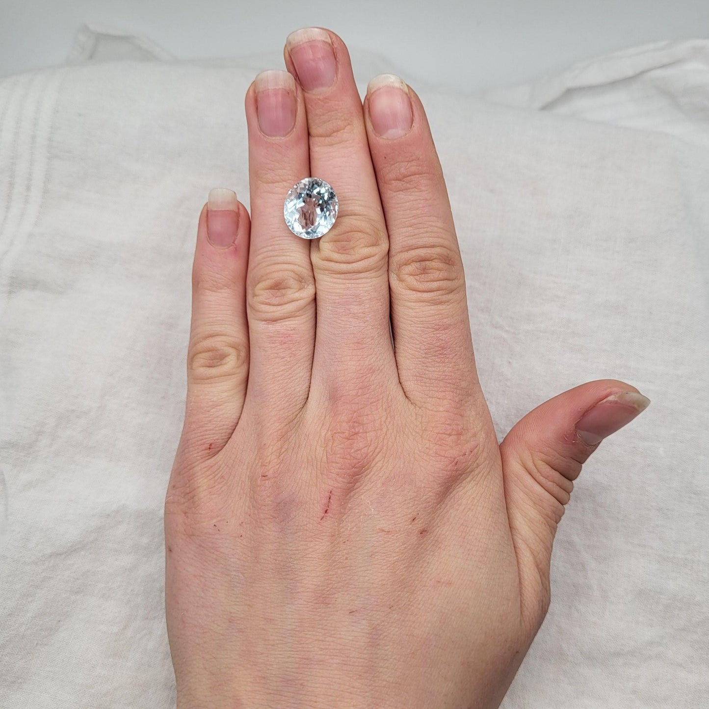 8.39 ct Very Light Blue Aquamarine, 14x12mm Oval Cut Faceted Loose Gemstone