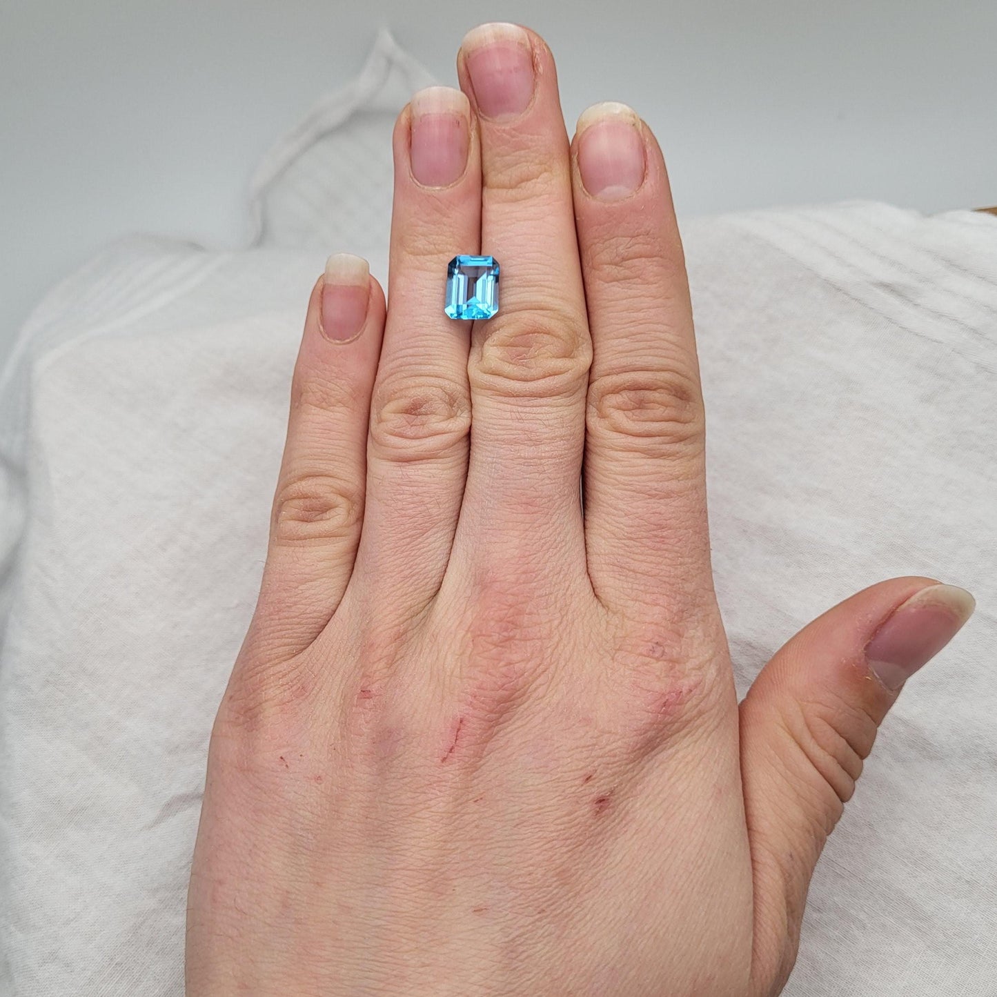 10x8mm Blue Topaz, 3.87 ct Emerald Cut Faceted Gemstone