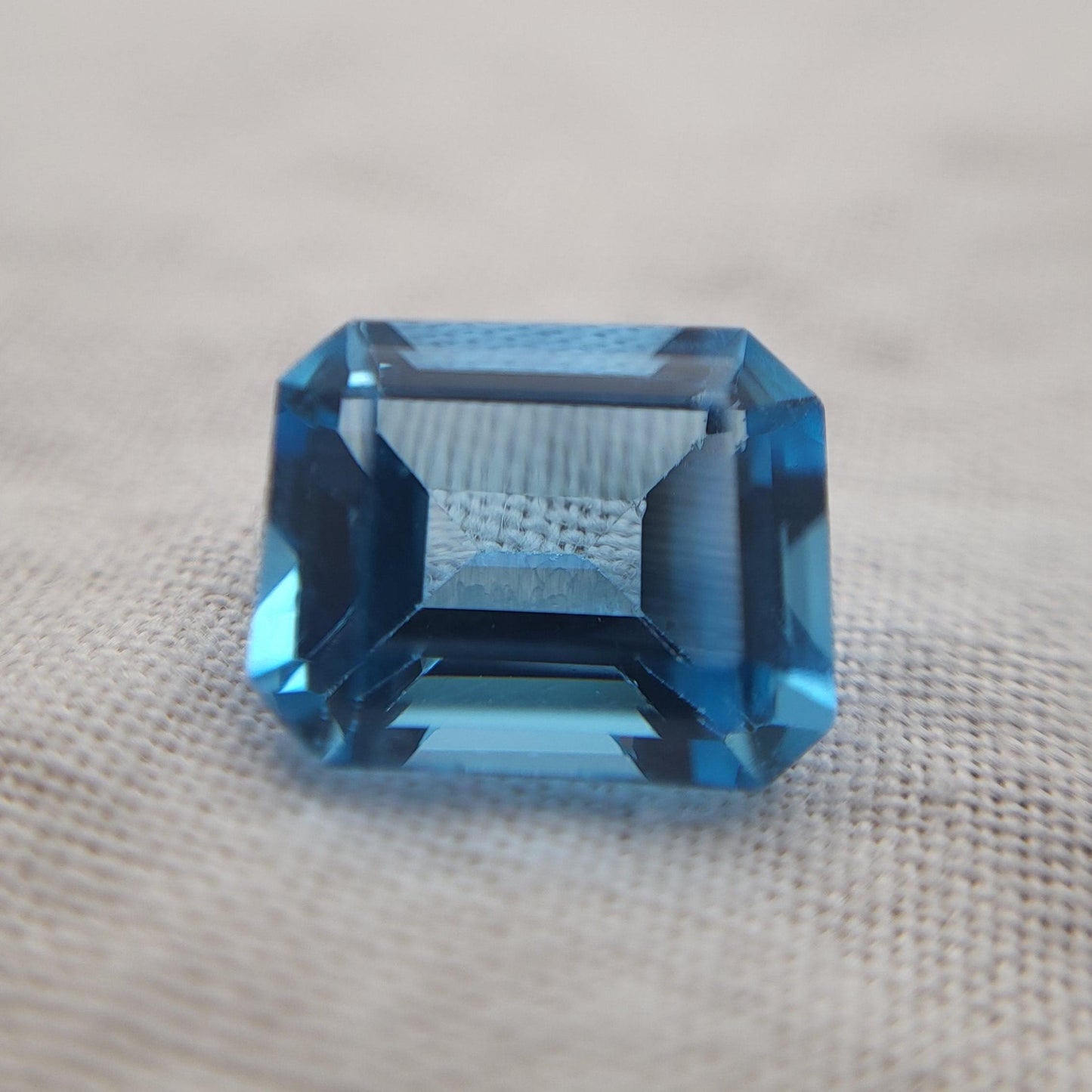 10x8mm Blue Topaz, 3.87 ct Emerald Cut Faceted Gemstone