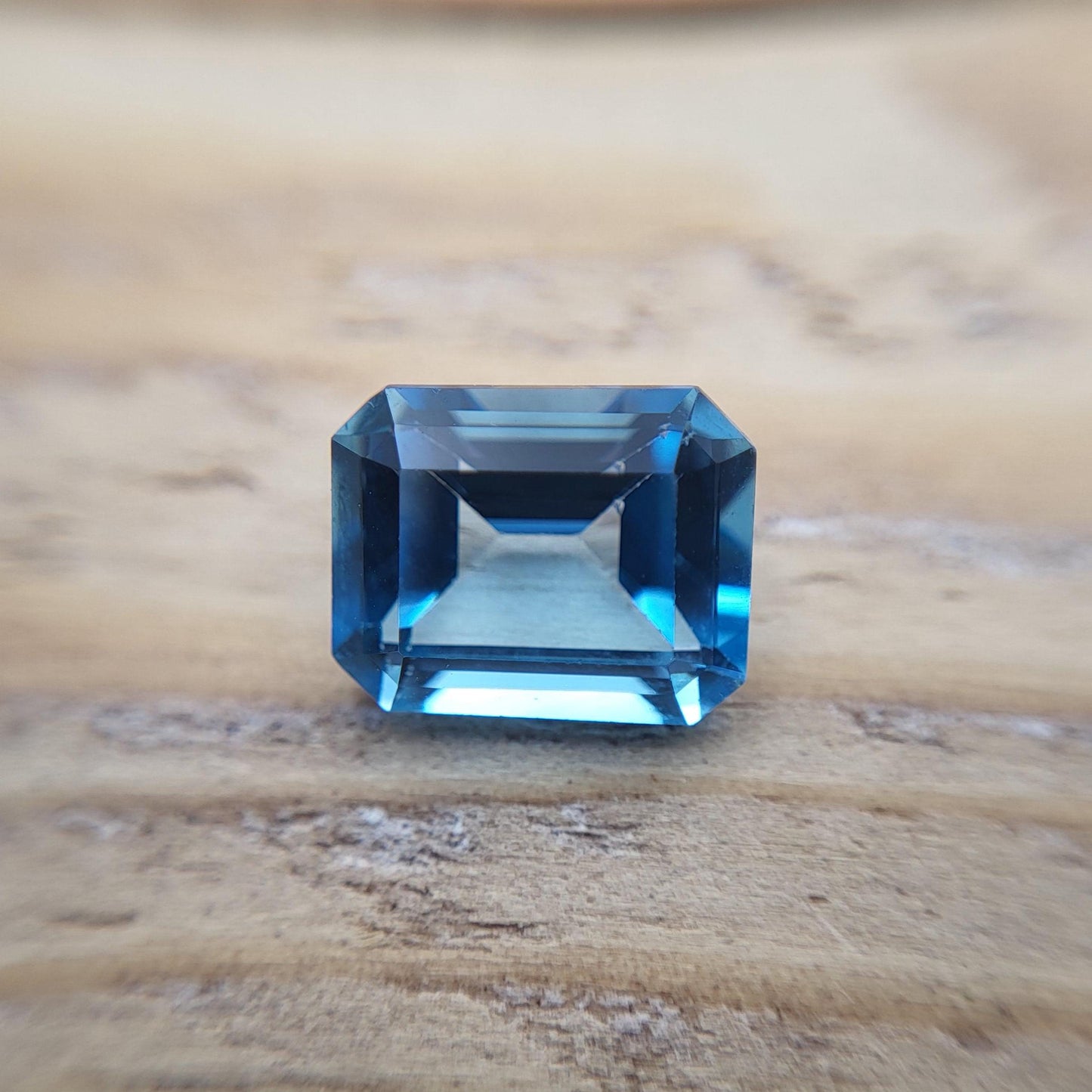 10x8mm Blue Topaz, 3.87 ct Emerald Cut Faceted Gemstone