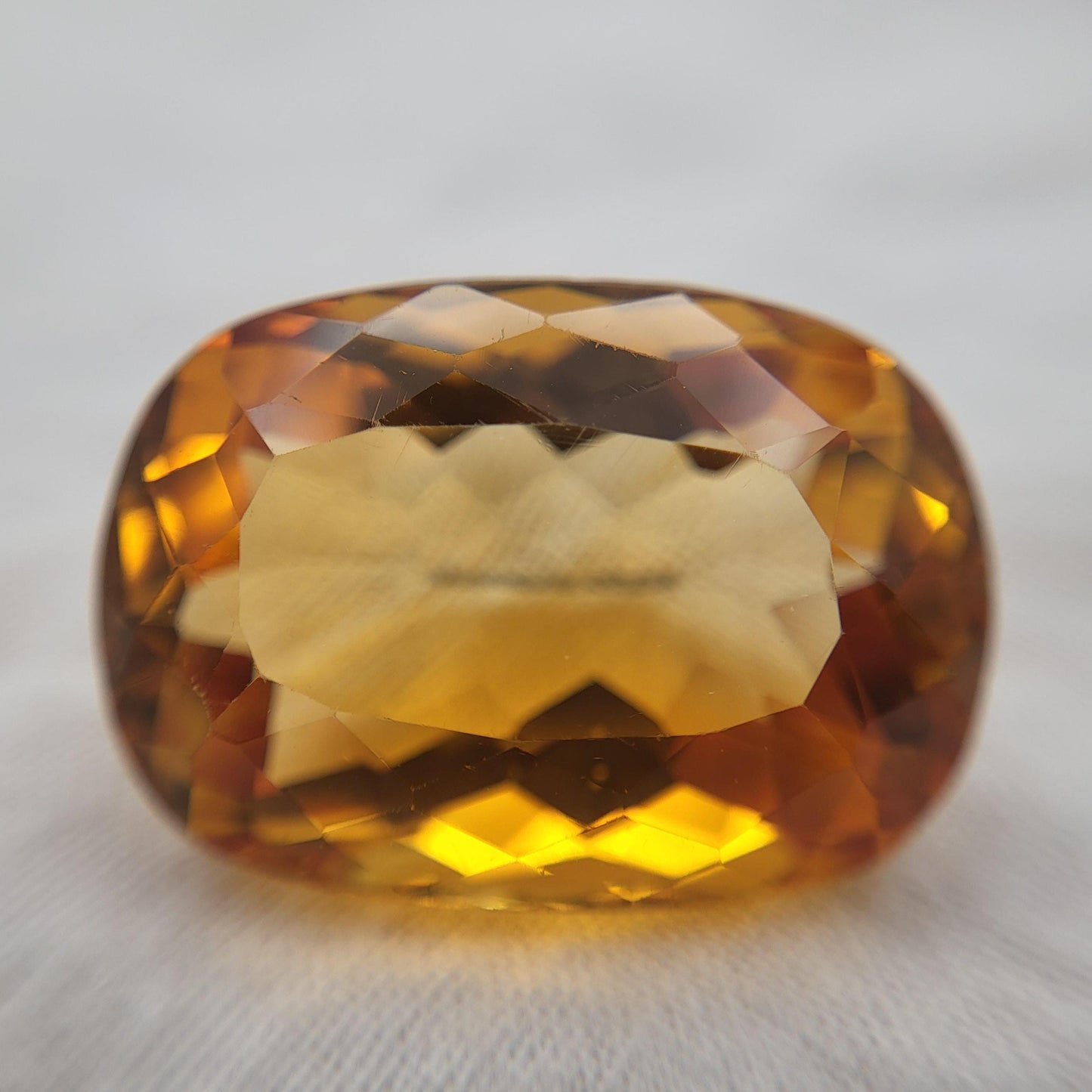 21.9x15.8mm Yellow-Orange Citrine, 24.57 Carat Cushion Cut Loose Faceted Gemstone