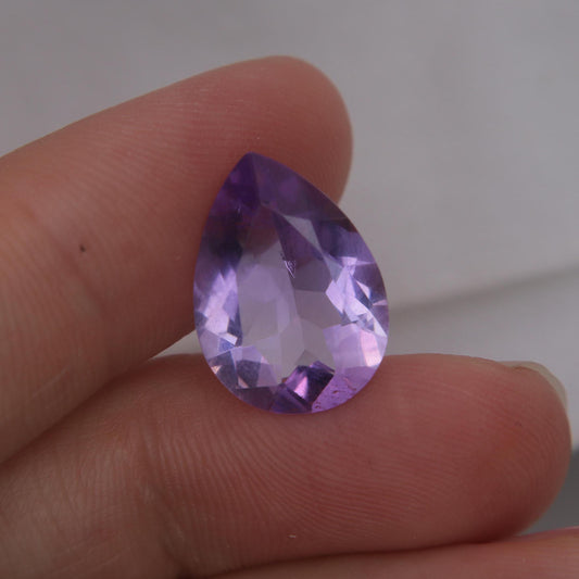 16.1x11.6mm Purple Amethyst 6 carat Pear Cut, Faceted Loose Gemstone