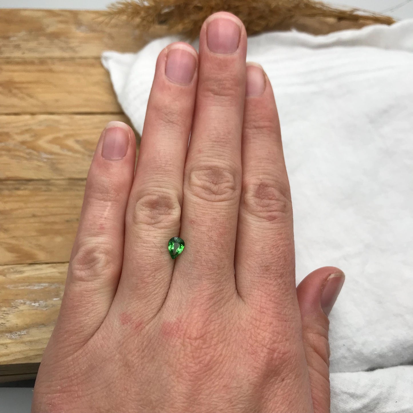 0.56 ct Natural Green Tsavorite Garnet 6.5x4.6mm Faceted Pear cut Gemstone, Green Garnet