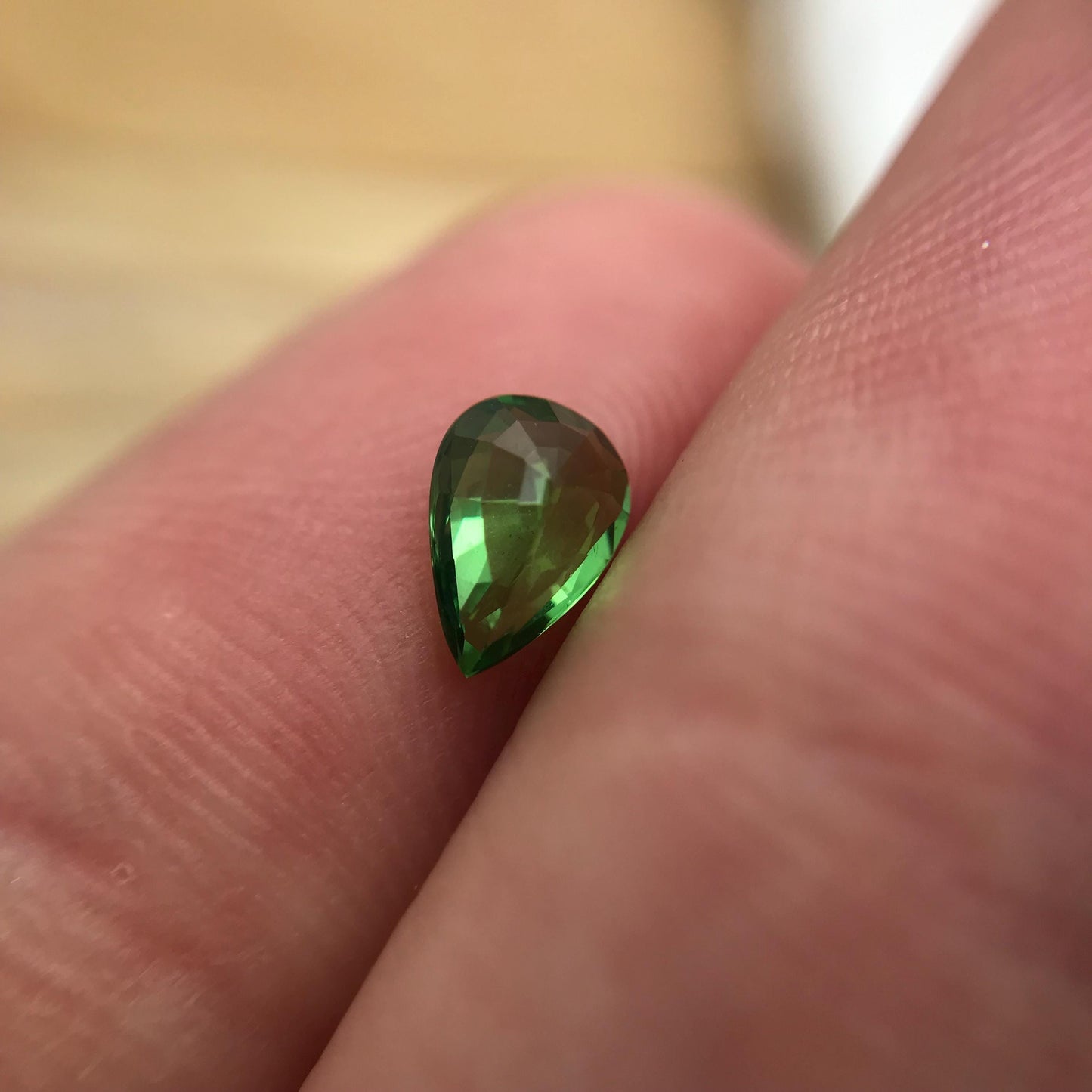0.56 ct Natural Green Tsavorite Garnet 6.5x4.6mm Faceted Pear cut Gemstone, Green Garnet