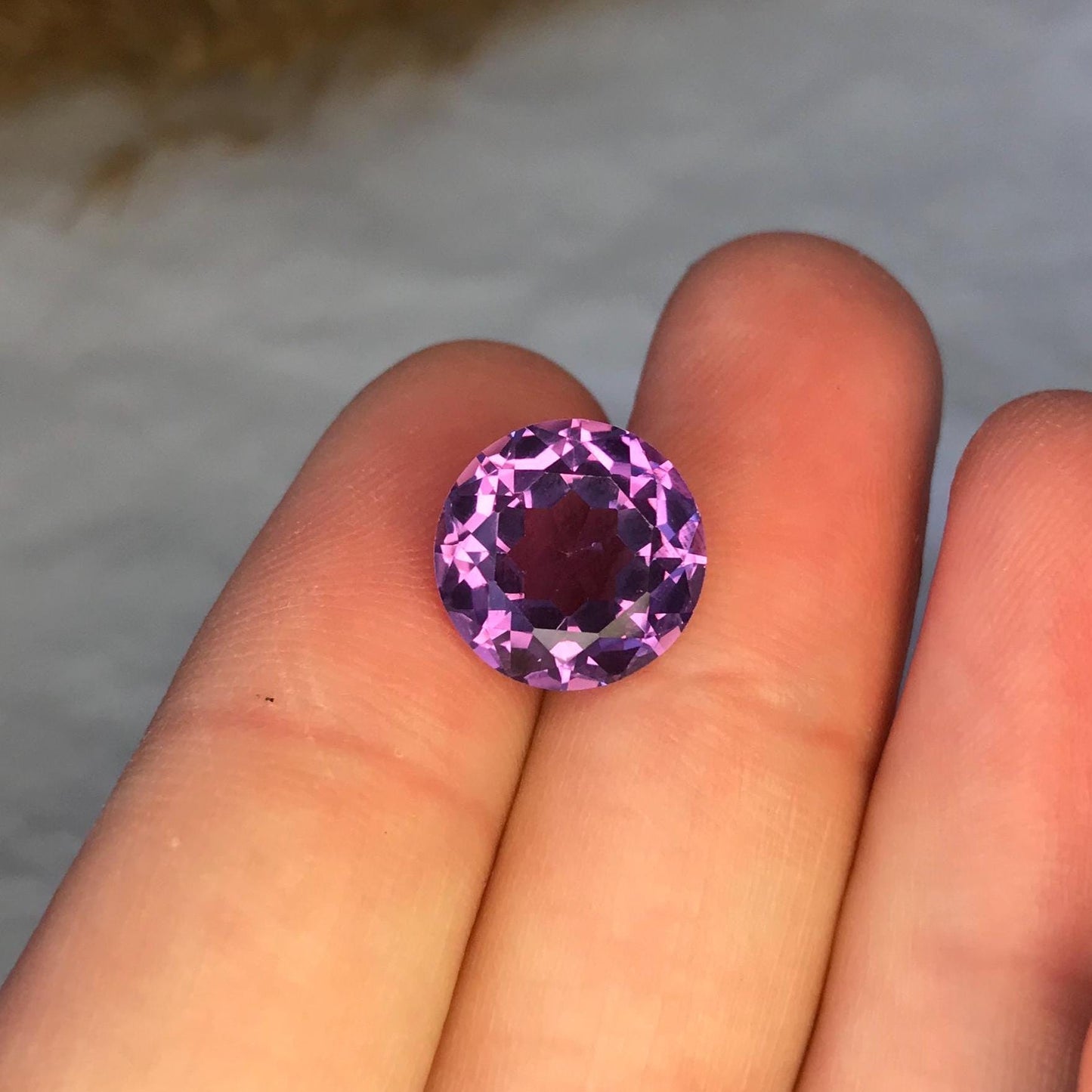 11mm Purple Color Change Lab Sapphire Round Cut 5.88 Carats, Faceted Loose Gem
