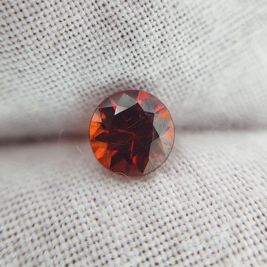 5mm Natural Orangish Red  Spessartite Garnet 0.68 Carat, Round Cut,  Faceted Loose Gemstone, Red-Orange Garnet