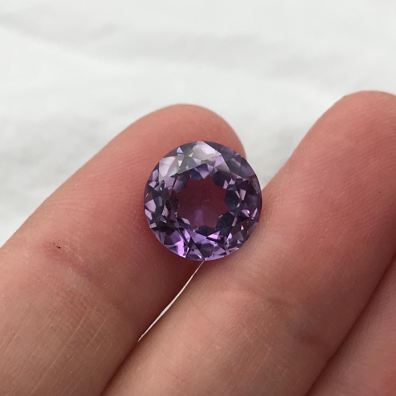 11mm Purple Color Change Lab Sapphire Round Cut 5.88 Carats, Faceted Loose Gem