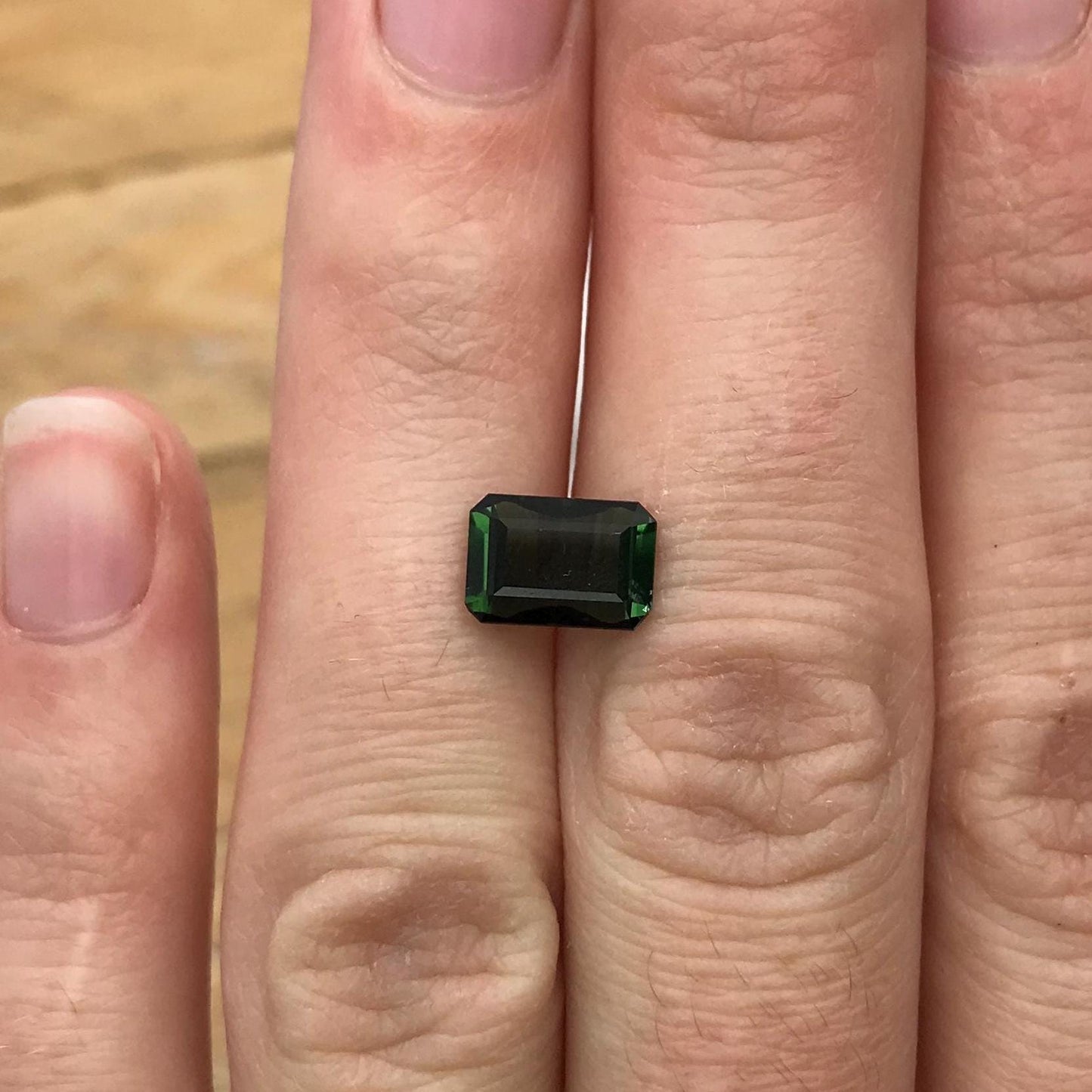 1.54 carat Natural Deep Green Tourmaline, 8.5x6mm Octagon Cut Faceted,